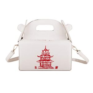 kuang! fashion crossbody handbags takeout box shoulder bag chinese tower pu packing box purse for girls