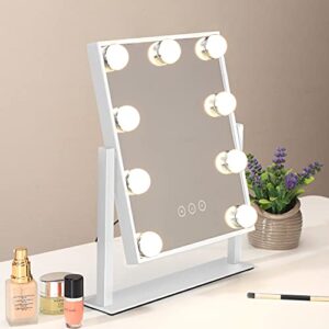 NUSVAN Vanity Mirror with Lights,Makeup Mirror with Lights,3 Color Lighting Modes Detachable 10X Magnification Mirror Touch Control,360°Rotation