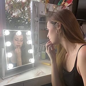 NUSVAN Vanity Mirror with Lights,Makeup Mirror with Lights,3 Color Lighting Modes Detachable 10X Magnification Mirror Touch Control,360°Rotation