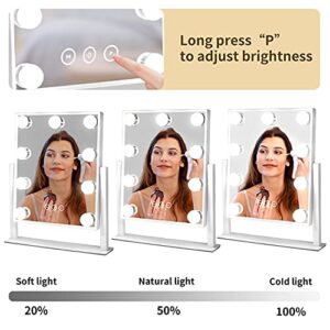 NUSVAN Vanity Mirror with Lights,Makeup Mirror with Lights,3 Color Lighting Modes Detachable 10X Magnification Mirror Touch Control,360°Rotation