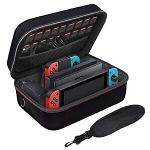 carrying case for nintendo switch travel case for nintendo switch protective case compatible with nintendo switch console & joycon & accessory with soft lining & shoulder strap