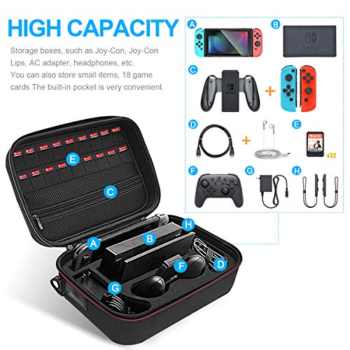 Carrying Case for Nintendo Switch Travel Case for Nintendo Switch Protective Case Compatible with Nintendo Switch Console & Joycon & Accessory with Soft Lining & Shoulder Strap