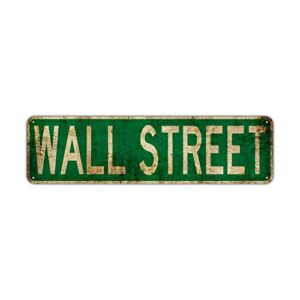 wall street street sign city country road wall gift street sign tin sign 4×16 inches