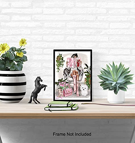 Glam Fashion Wall Decor - African American Wall Art - Black Woman - Designer Girls Bedroom Living Room Bathroom Teens Poster Picture - Afro Girl- Best Friend Housewarming Daughter Gifts for Women 8x10