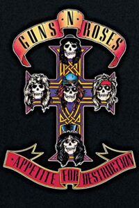 buyartforless guns n roses – appetite for destruction 1987 36×24 music art print poster, black, red, purple, yellow, white