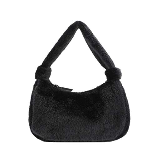 TENDYCOCO Top Handle Satchel Tote Purse with Zipper Fuzzy Handbag Faux Fur Purse for Women