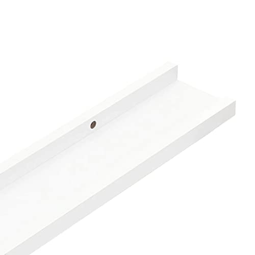 vidaXL 2X Picture Frame Ledge Shelves Edge Frame Shelf Floating Wall Shelf Hanging CD Rack Board Bedroom Living Room Office Black 23.6" MDF