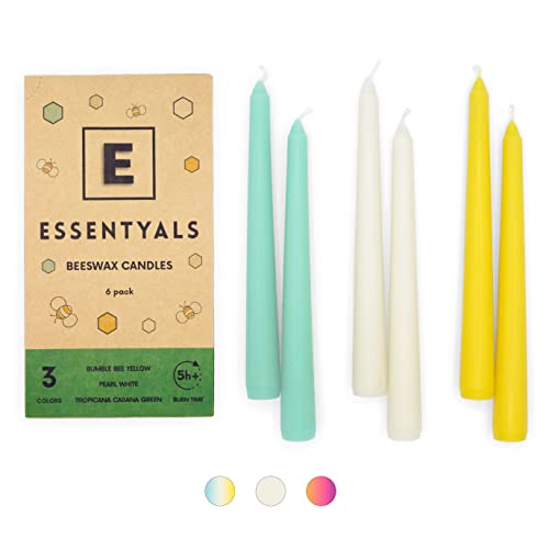 Essentyals Beeswax Taper Candles - 8 inch - Colored Beeswax Candles - Tapered Candles Beeswax - Beeswax Candlesticks - Tapers Beeswax - Pure Beeswax Taper Candles - Beeswax Candles Tapers