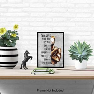 Motivational Black Art - Religious Wall Decor - African American Wall Art - Afro Wall Art - Christian Gifts for Men - Inspirational Scripture - Man Cave Home Office -Bible Verses -Spiritual Wall Decor