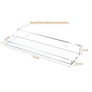 Jansburg Floating Shelves 15 inch Acrylic Wall Ledge Shelves Clear 4 Pack Invisible Display Bookshelf, 5MM Thick Premium Wall Mounted Shelf Bathroom Display Organizer