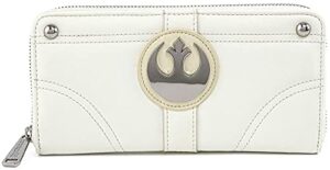 loungefly star wars princess leia hoth cosplay zip around wallet, ivory, one size