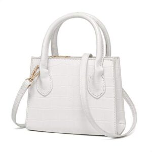 catmicoo trendy mini purse for women, small handbag and mini bag with crocodile pattern (white)