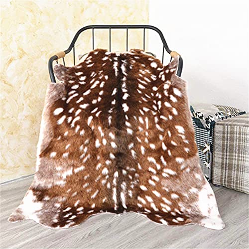 Faux Deer Rug 3x3.6' Feet Sika Deer Hide Carpet Animal Printed Rug Cow Hides and Skins Rug Faux Cowhide Rug for Living Room