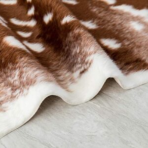 Faux Deer Rug 3x3.6' Feet Sika Deer Hide Carpet Animal Printed Rug Cow Hides and Skins Rug Faux Cowhide Rug for Living Room