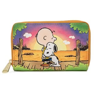 peanuts charlie brown and snoopy sunset zip around wallet