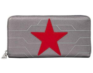 loungefly x marvel winter soldier cosplay zip-around faux leather wallet