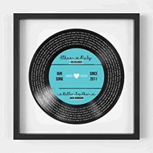 Personalized Record Print Personalized Vinyl Record Song Lyrics Frame Our Song Custom Song Lyrics Framed Print Anniversary Gift for Him