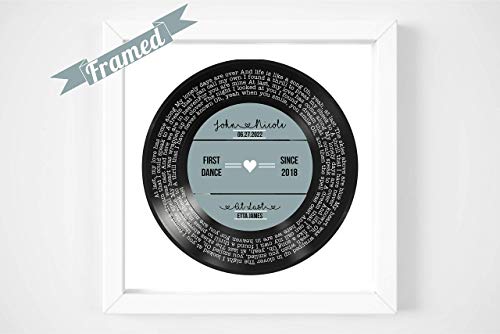 Personalized Record Print Personalized Vinyl Record Song Lyrics Frame Our Song Custom Song Lyrics Framed Print Anniversary Gift for Him