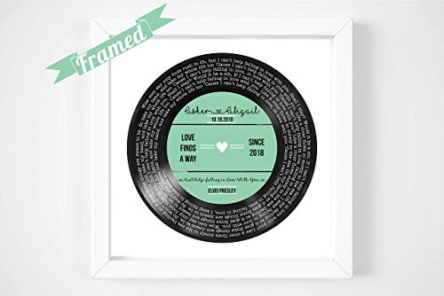 Personalized Record Print Personalized Vinyl Record Song Lyrics Frame Our Song Custom Song Lyrics Framed Print Anniversary Gift for Him