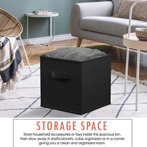 Ornavo Home Foldable Collapsible Storage Box Bins Shelf Basket Cube Organizer with Dual Handles - Set of 6-11 x 11 x 11 - Black
