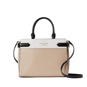 kate spade new york staci medium saffiano leather satchel purse in warm beige/black