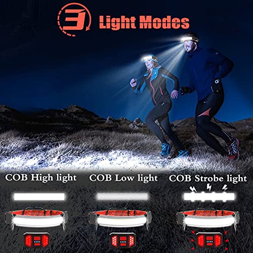 Rechargeable Headlamp 2 Pack, 230° Illumination Wide Beam Headlamp, 1000 Lumen, 3 Modes, Super Bright LED Headlamp, Lightweight Head Lamp for Hiking, Running, Fishing, Camping