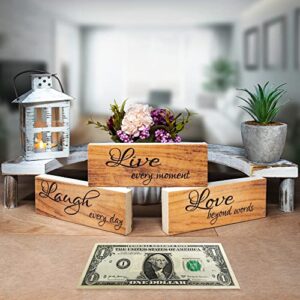 JennyGems Live Laugh Love Wooden Sign Set, Everyday Farmhouse Tiered Tray Decor Blocks, Warm Brown, Made in USA