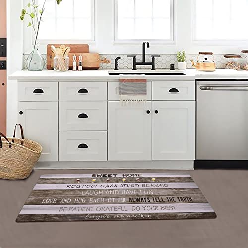 Lacomfy Landing Rug Kitchen Mats Farmhouse Rug Nonslip Landing Mat Rubber Kitchen Rugs Runner 4Ft Rubber Floor Runner Standing Mat Wood Printed Laundry Rug Throw Rug for Entrance Hallway Foyer 20"x48