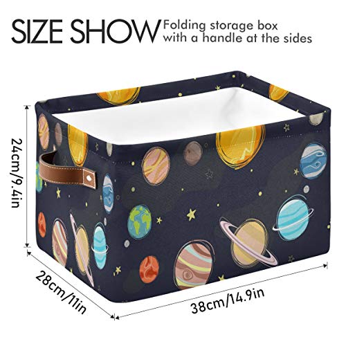 Storage Basket Cube Solar System Planet Large Collapsible Toys Storage Box Bin Laundry Organizer for Closet Shelf Nursery Kids Bedroom,15x11x9.5 in,1 Pack