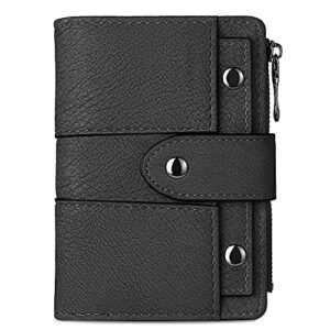 cluci small wallet for women leather bifold multi mini card holder organizer designer ladies zipper coin with removable id window