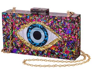 letode clutch purses for women-evil eye acrylic clutch glitter purse evening bag chain shoulder crossbody handbags(multicolor)