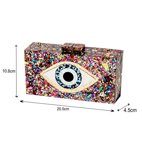 LETODE Clutch Purses for Women-Evil Eye Acrylic Clutch Glitter Purse Evening Bag Chain Shoulder Crossbody Handbags(MULTICOLOR)