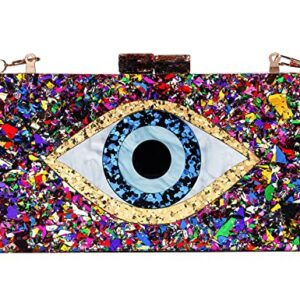 LETODE Clutch Purses for Women-Evil Eye Acrylic Clutch Glitter Purse Evening Bag Chain Shoulder Crossbody Handbags(MULTICOLOR)