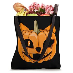 Halloween Spooky Cat Pumpkin Face Tote Bag