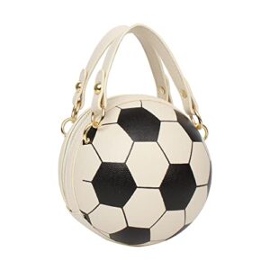 LABANCA Women Girls PU Leather Basketball Shaped Shoulder Bag Round Crossbody Bag Tote Purse, Soccer