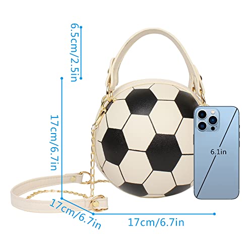 LABANCA Women Girls PU Leather Basketball Shaped Shoulder Bag Round Crossbody Bag Tote Purse, Soccer