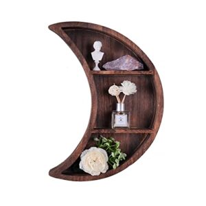 eliauk floating moon wooden shelves reversible crescent moon shelf,home wall decor for living room bedroom…