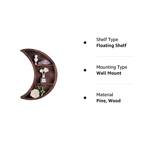 ELIAUK Floating Moon Wooden Shelves Reversible Crescent Moon Shelf,Home Wall Decor for Living Room Bedroom…