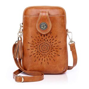 aphison mini cell phone purse, vegan leather small crossbody bags for women, lightweight cute purses for teen girls with tassel