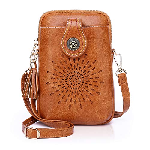 APHISON Mini Cell Phone Purse, Vegan Leather Small Crossbody Bags for Women, Lightweight Cute Purses for teen girls with Tassel