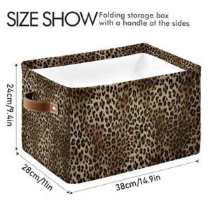 Storage Basket Cube Vintage Animal Cheetah Leopard Print Large Collapsible Toys Storage Box Bin Laundry Organizer for Closet Shelf Nursery Kids Bedroom,15x11x9.5 in,2 Pack