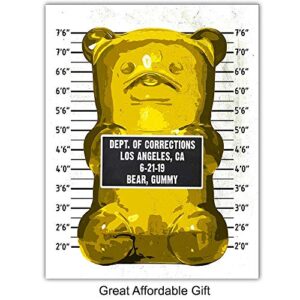 Gummy Bear Mugshot Set - Funny Contemporary Andy Warhol Style Aesthetic Room Decor, Wall Decoration - Unique Cool Gift for Modern Pop Art Fans - Original 8x10 UNFRAMED Poster Picture Print