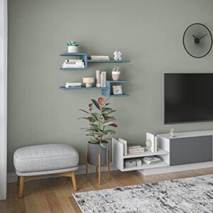 Ada Home Decor Webbs Modern Petrol Blue Wall Shelf 6.69'' H x 29.53'' W x 7.87'' D/Wall Storage/Shelving Unit