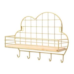 nuobesty floating shelves cute cloud shape wall mount organiser wall storage rack sundries organizer for living room kitchen bathroom home decoration (golden)