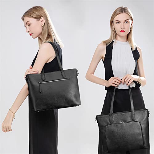 S-ZONE Women Genuine Leather Tote Bag Top Handle Satchel Shoulder Purse Large Handbag for Work Travel