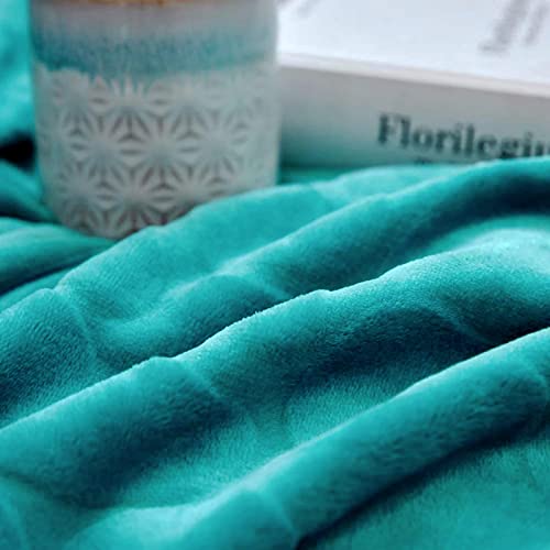 FY FIBER HOUSE Flannel Fleece Throw Blanket Super Soft Lightweight Microfiber with Stone Print for Couch, 50"X60", Teal