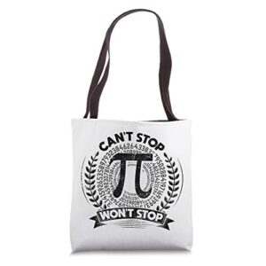 funny pi day math geek science celebrate pi day tote bag