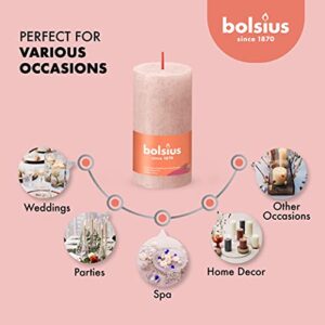 BOLSIUS 4 Pack Misty Pink Rustic Pillar Candles - 2 X 4 Inches - Premium European Quality - Natural Eco-Friendly Plant-Based Wax - Unscented Dripless Smokeless 30 Hour Party Décor and Wedding Candles