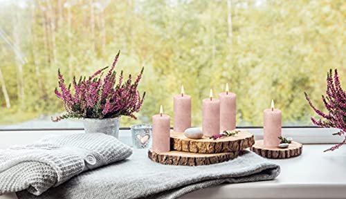 BOLSIUS 4 Pack Misty Pink Rustic Pillar Candles - 2 X 4 Inches - Premium European Quality - Natural Eco-Friendly Plant-Based Wax - Unscented Dripless Smokeless 30 Hour Party Décor and Wedding Candles