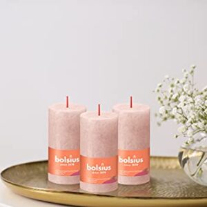 BOLSIUS 4 Pack Misty Pink Rustic Pillar Candles - 2 X 4 Inches - Premium European Quality - Natural Eco-Friendly Plant-Based Wax - Unscented Dripless Smokeless 30 Hour Party Décor and Wedding Candles